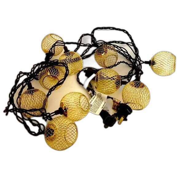 Lot of 4 Sets String Lights 10 Metal Mesh Globe Ball LED Warm White 10 Ft Each - Picture 1 of 6